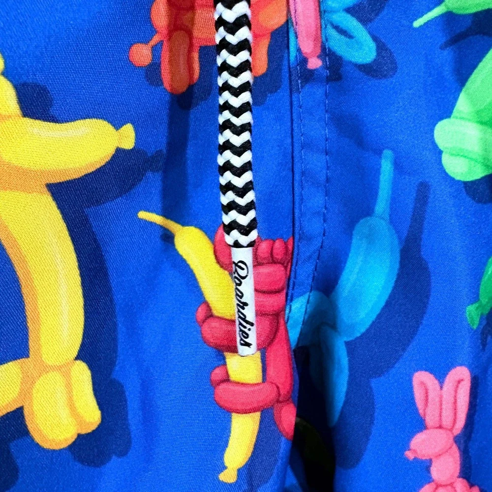 Balloon Animal Print Blue Swim Trunks Men XL Board Shorts Whimsical Beachwear